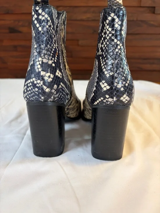 Marc Fisher Snake-Print Pointed Ankle Boots - Black & Gray - Picture 3 of 4